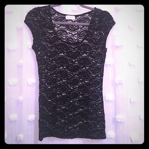 Sheer black lace top